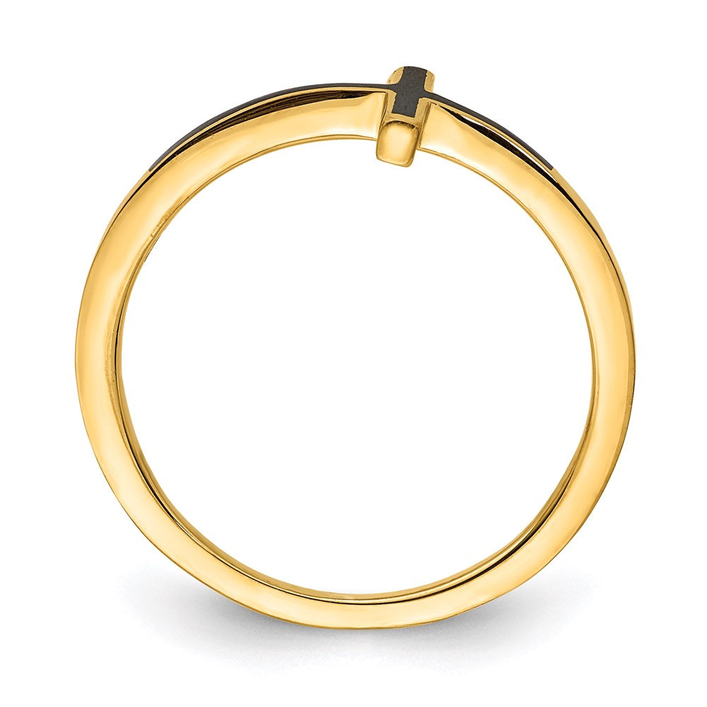 Sterling Silver Yellow Gold-plated Antiqued Sideways Cross Ring - 3