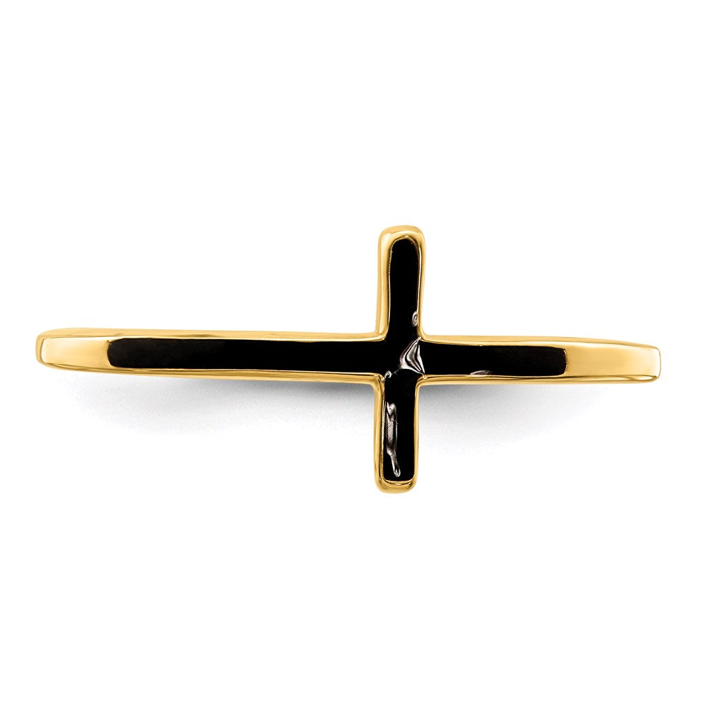 Sterling Silver Yellow Gold-plated Antiqued Sideways Cross Ring - 3