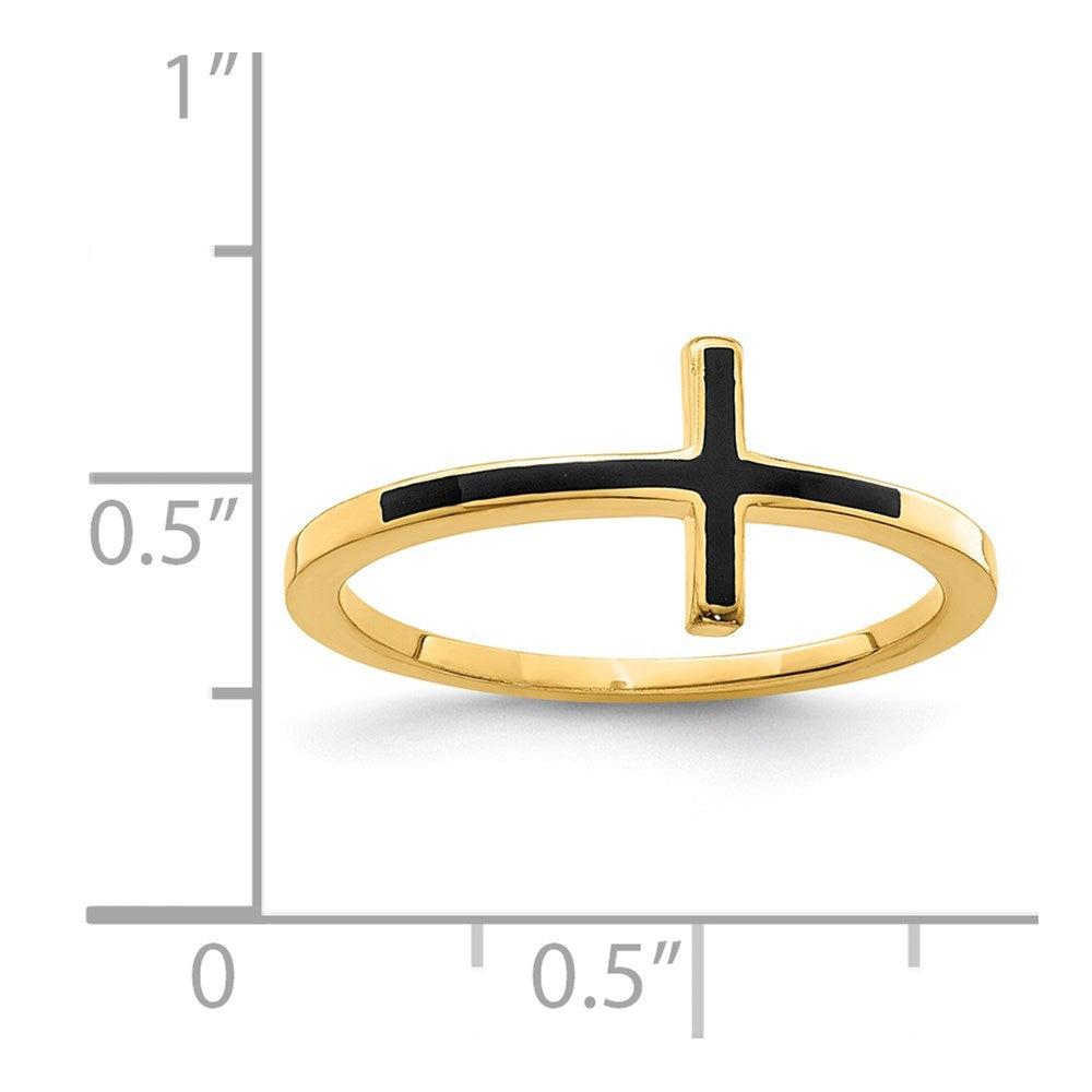Sterling Silver Yellow Gold-plated Antiqued Sideways Cross Ring - 3