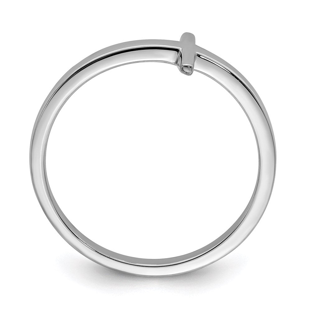 Sterling Silver Rhodium-plated Sideways Cross Ring - 3
