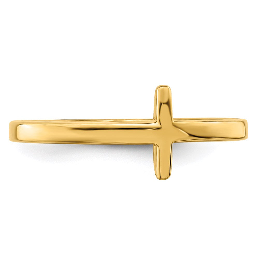 Sterling Silver Yellow Gold-plated Sideways Cross Ring - 3