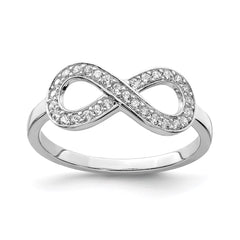 Sterling Silver Rhodium-plated CZ Infinity Ring - 14