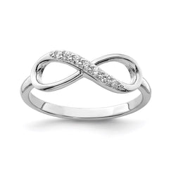 Sterling Silver Rhodium-plated CZ Infinity Ring - 15