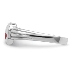 Sterling Silver RH-plated Polished & Red Enameled Heart Children's Ring - 2