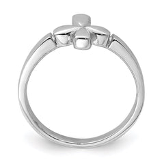 Sterling Silver RH Plated Child's Polished Cross Ring - 2