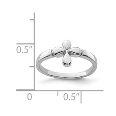 Sterling Silver RH Plated Child's Polished Cross Ring - 2