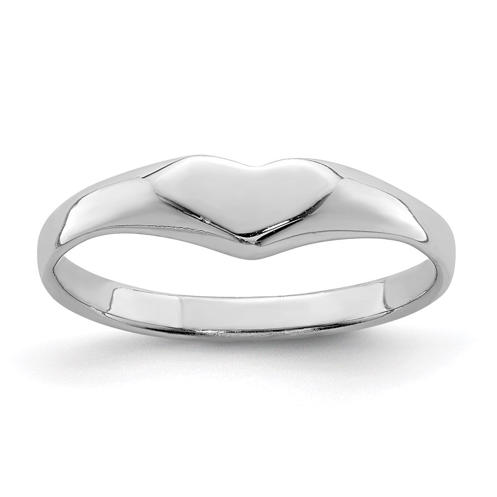 Sterling Silver RH-plated Polished Elongated Heart Children's Ring - 2