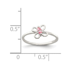 Sterling Silver Polished Pink CZ Butterfly Children's Ring - 2