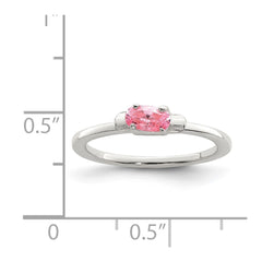 Sterling Silver Polished Pink CZ Candy Children's Ring - 2