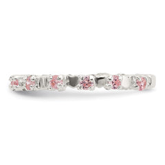 Sterling Silver Polished Pink CZ Children's Ring - 2