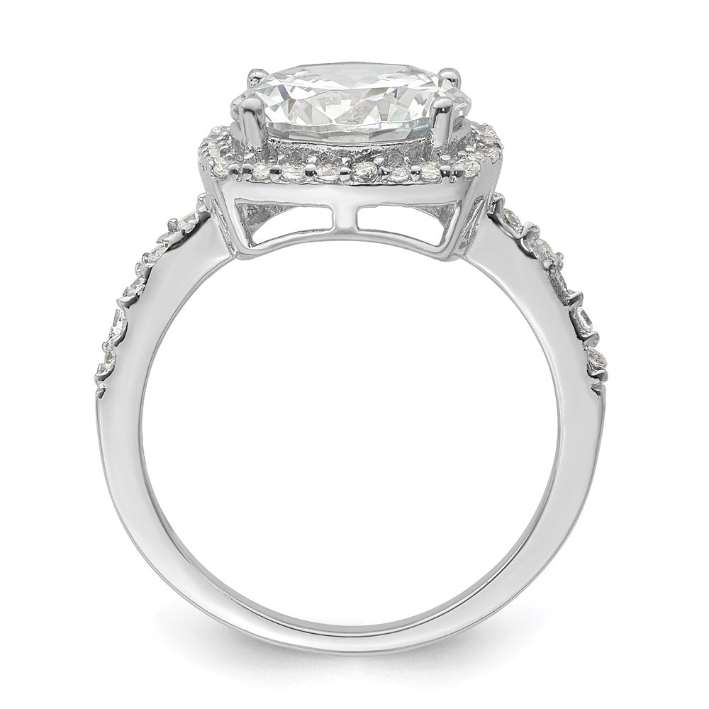 Sterling Silver Rhodium-plated Polished CZ Square Halo Ring - 3