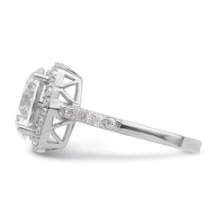 Sterling Silver Rhodium-plated Polished CZ Square Halo Ring - 3