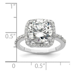 Sterling Silver Rhodium-plated Polished CZ Square Halo Ring - 3