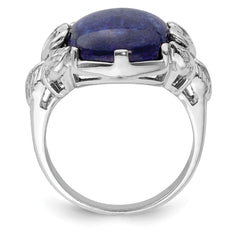 Sterling Silver Rhodium-plated Lapis Lazuli Ring - 3