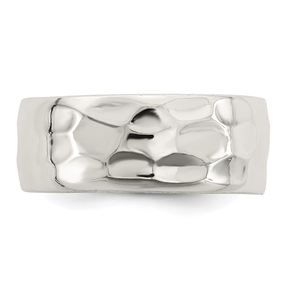 Sterling Silver Hammered Polished Ring - 2