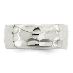 Sterling Silver Hammered Polished Ring - 2
