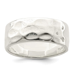 Sterling Silver Hammered Polished Ring - 2