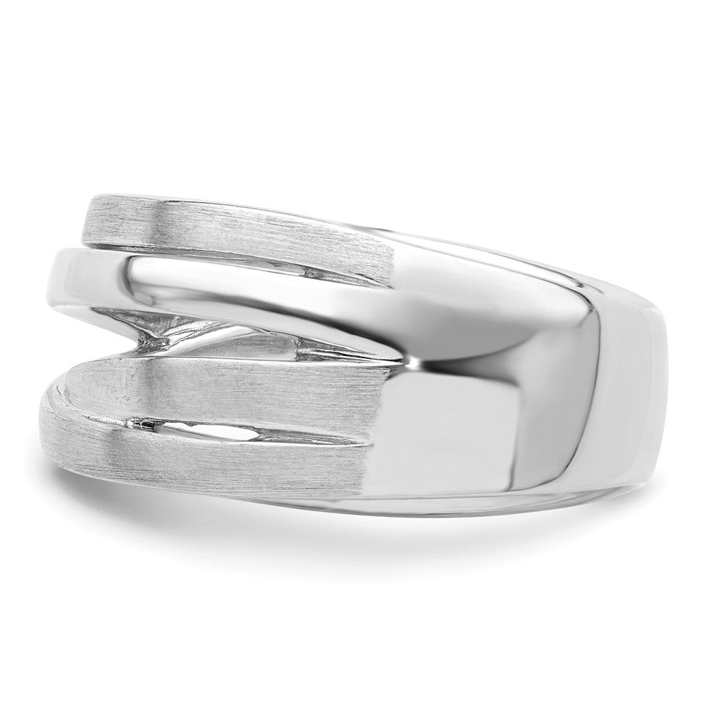 Sterling Silver Rhodium-plated Brushed Ring - 3