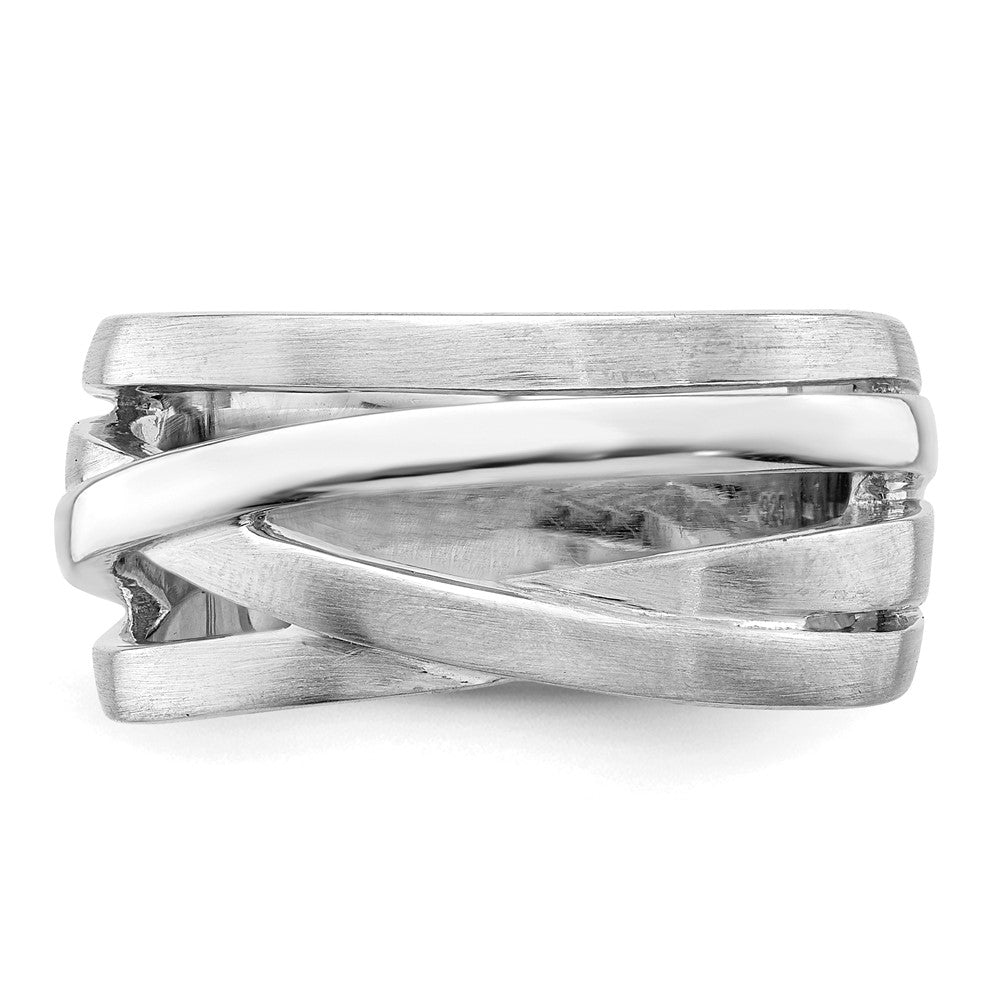 Sterling Silver Rhodium-plated Brushed Ring - 3