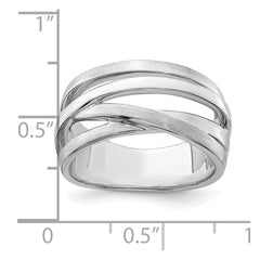Sterling Silver Rhodium-plated Brushed Ring - 3