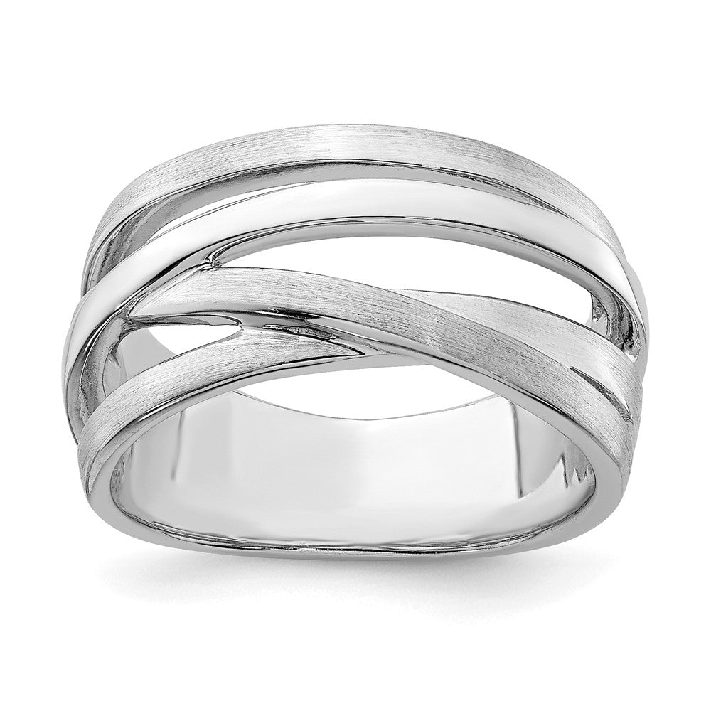 Sterling Silver Rhodium-plated Brushed Ring - 3