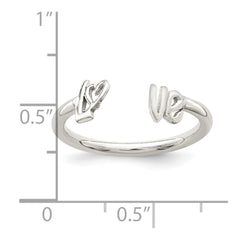 Sterling Silver Polished 'Love' Adjustable Ring