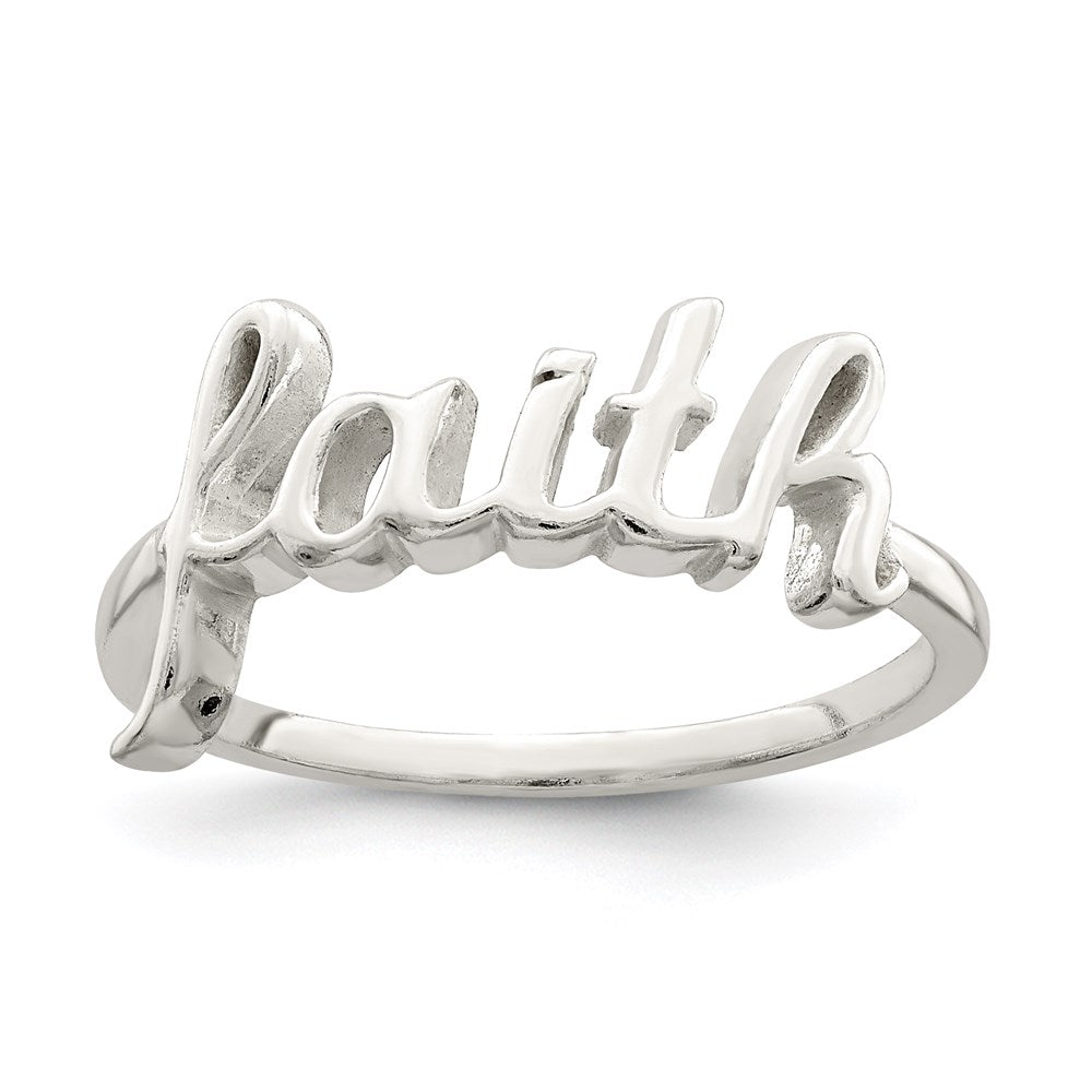 Sterling Silver Polished 'Faith' Ring - 3