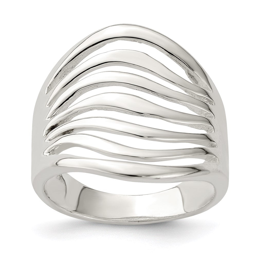 Sterling Silver Polished Wave Ring - 3