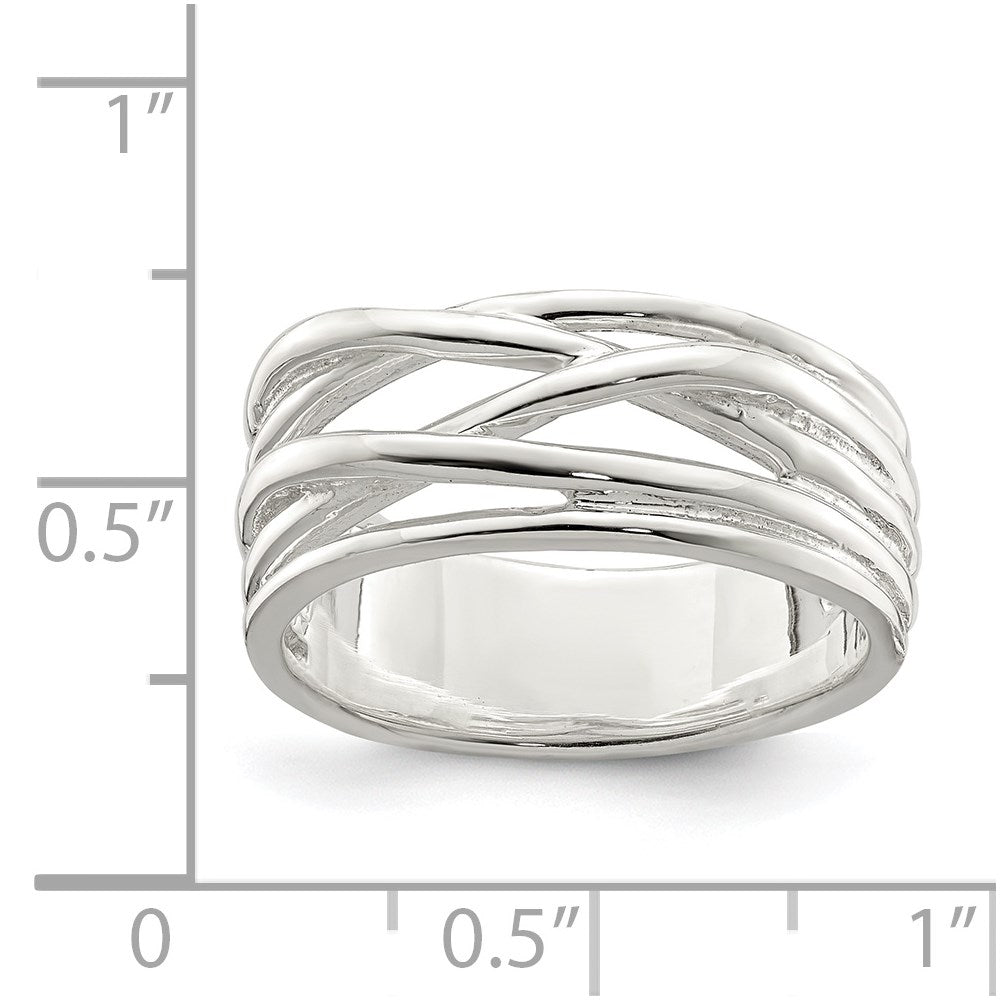 Sterling Silver Polished 5 Band Intersecting Ring - 3