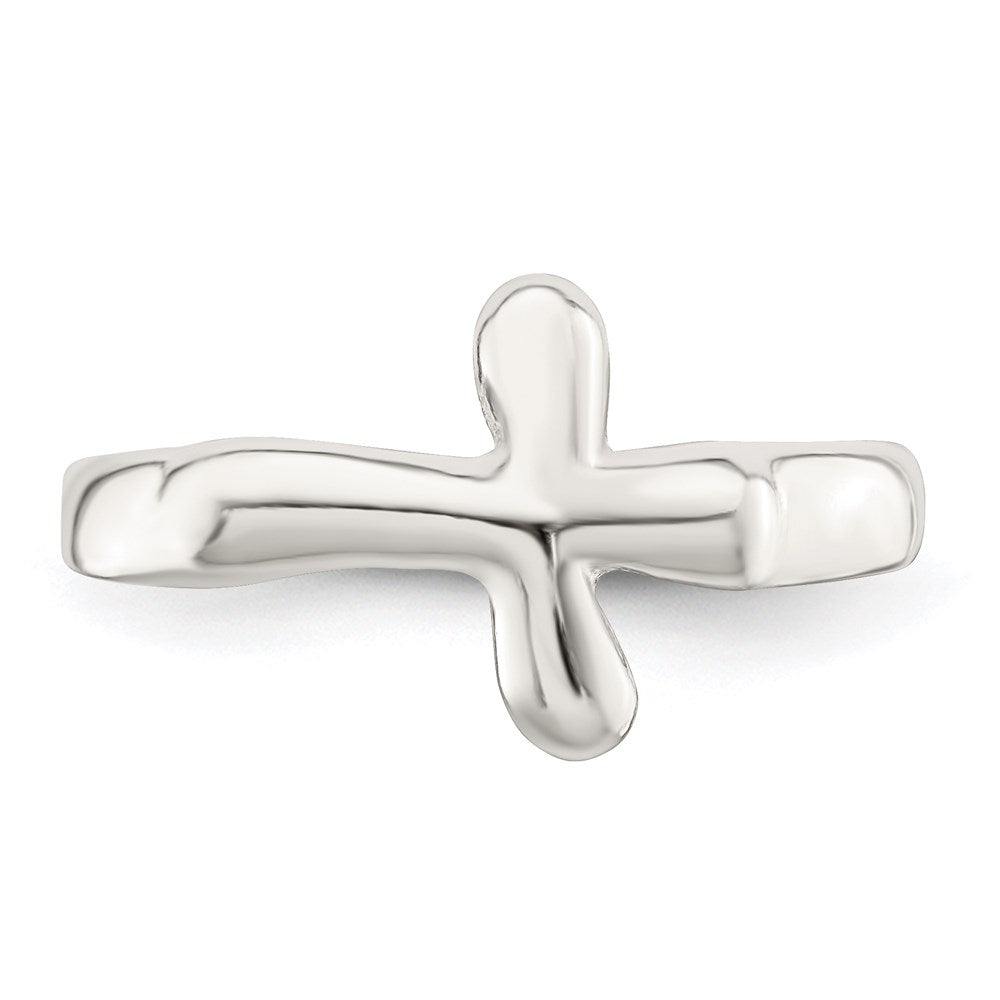 Sterling Silver Horizontal Tiny Freeform Cross Ring - 2