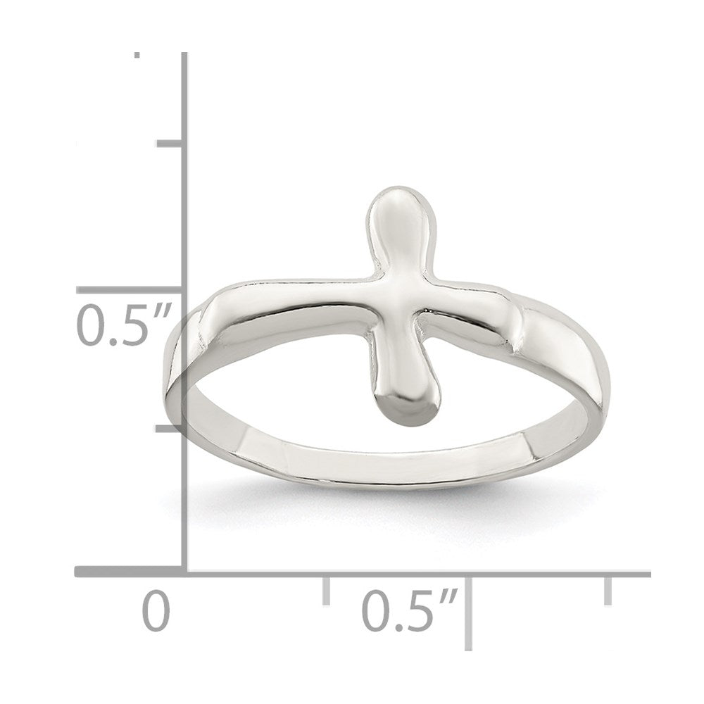 Sterling Silver Horizontal Tiny Freeform Cross Ring - 2