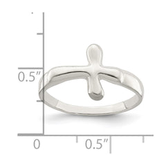 Sterling Silver Horizontal Tiny Freeform Cross Ring - 2