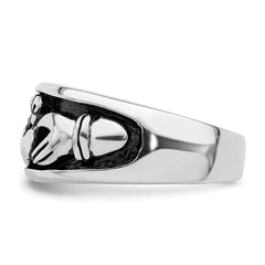 Sterling Silver Rhodium-plated Antiqued Claddagh Ring - 3