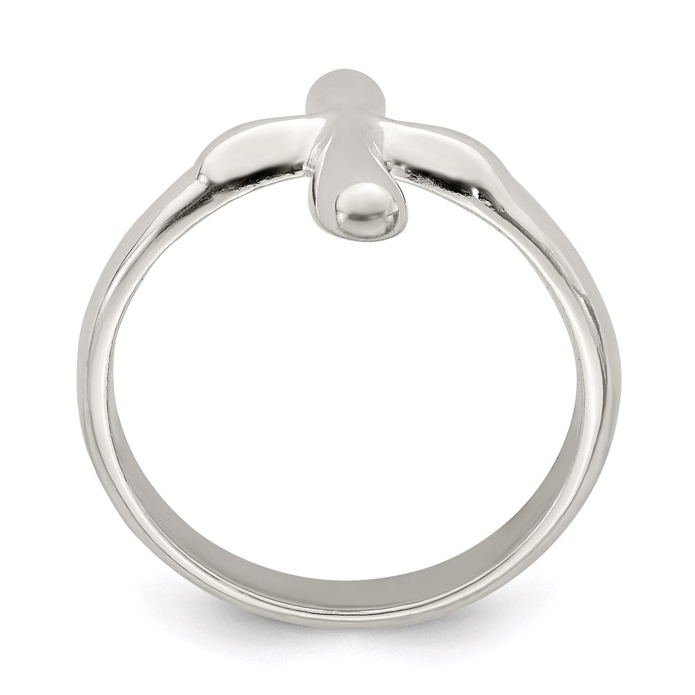 Sterling Silver Vertical Tiny Freeform Cross Ring - 2