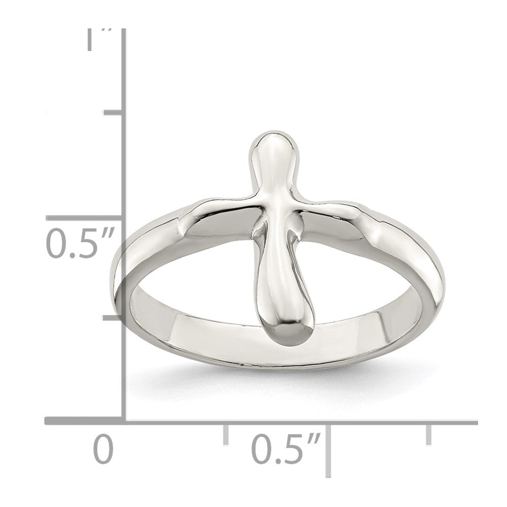 Sterling Silver Vertical Tiny Freeform Cross Ring - 2