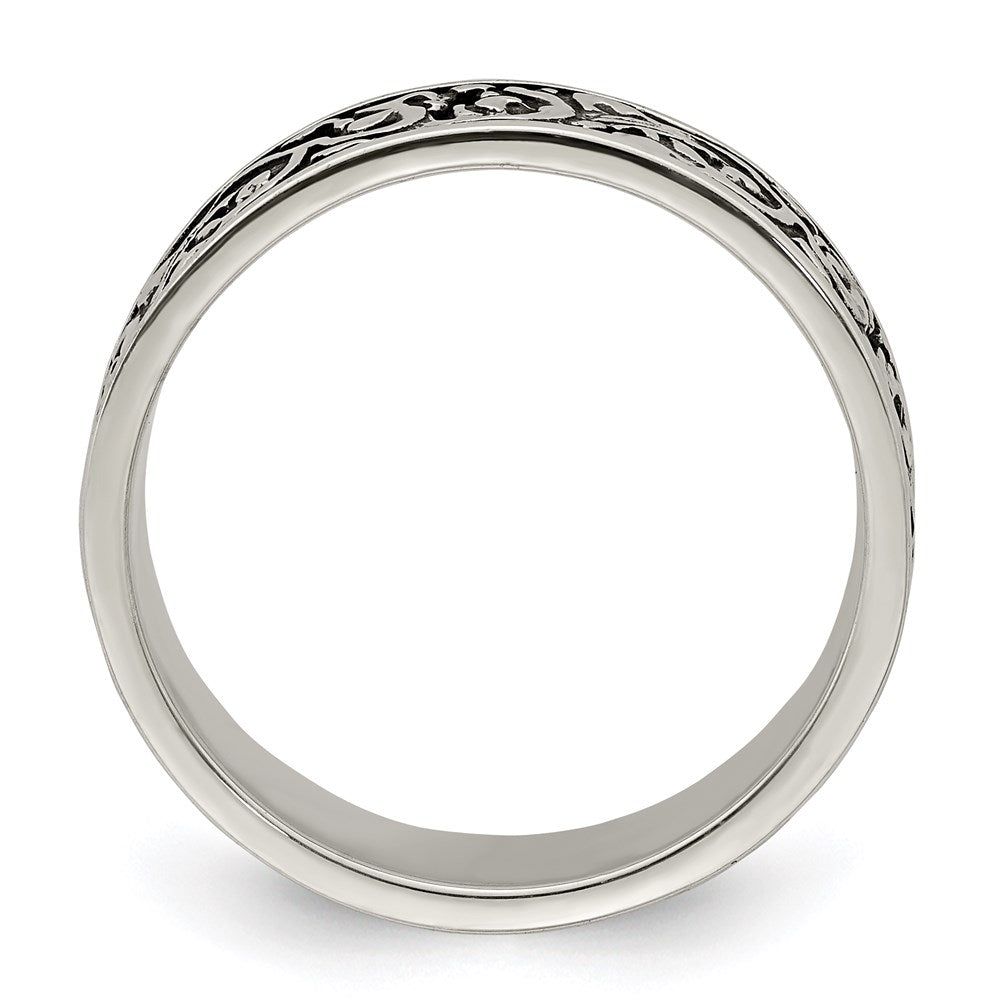 Sterling Silver Polished and Antiqued Filigree Women's Ring - 3