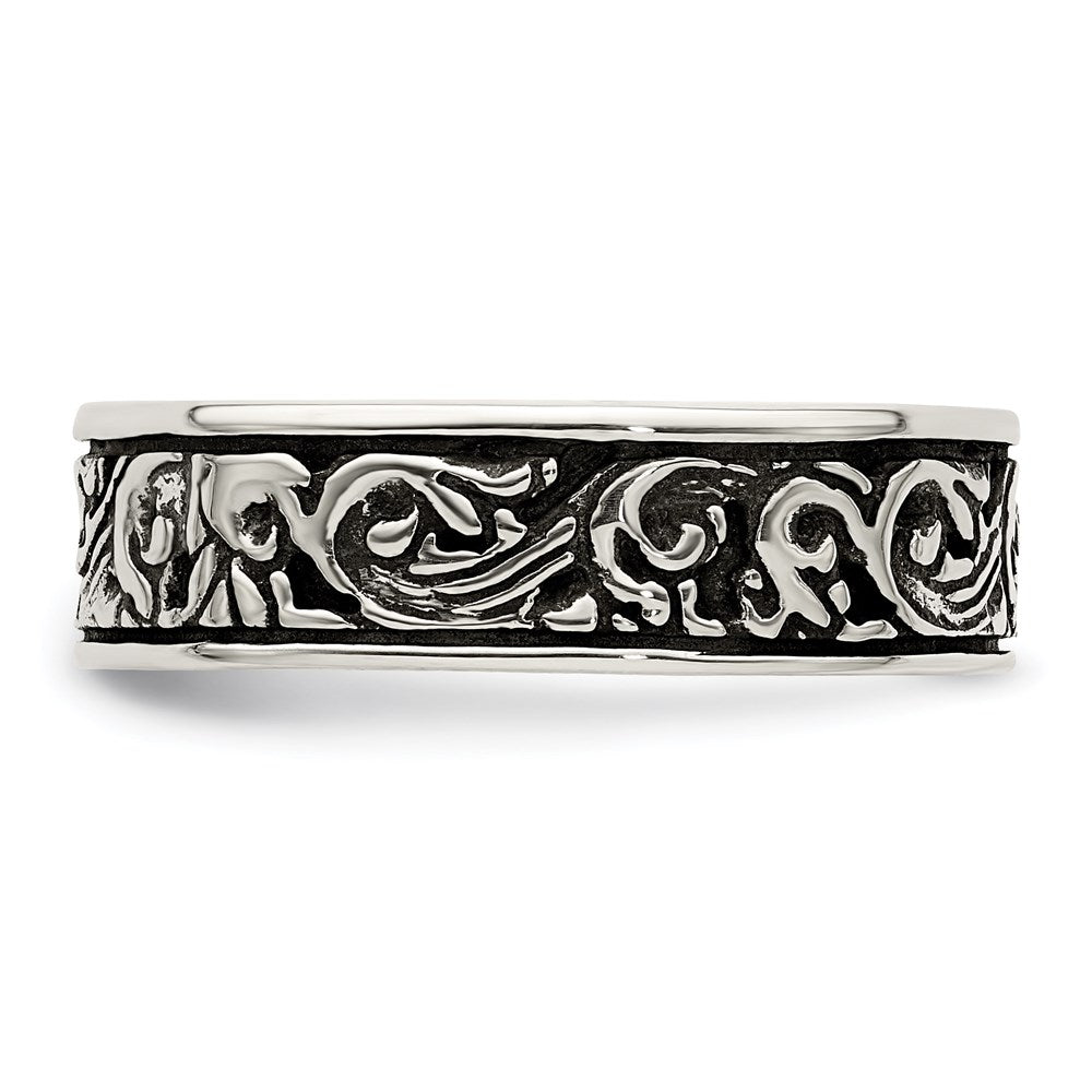 Sterling Silver Polished and Antiqued Filigree Women's Ring - 3