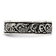 Sterling Silver Polished and Antiqued Filigree Women's Ring - 2