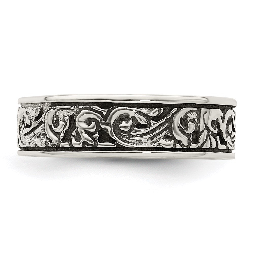 Sterling Silver Polished and Antiqued Filigree Women's Ring - 2
