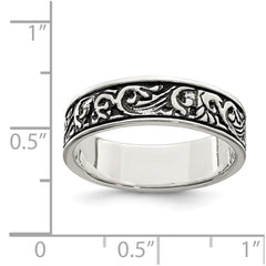 Sterling Silver Polished and Antiqued Filigree Women's Ring - 2