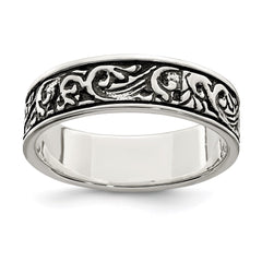 Sterling Silver Polished and Antiqued Filigree Women's Ring - 3