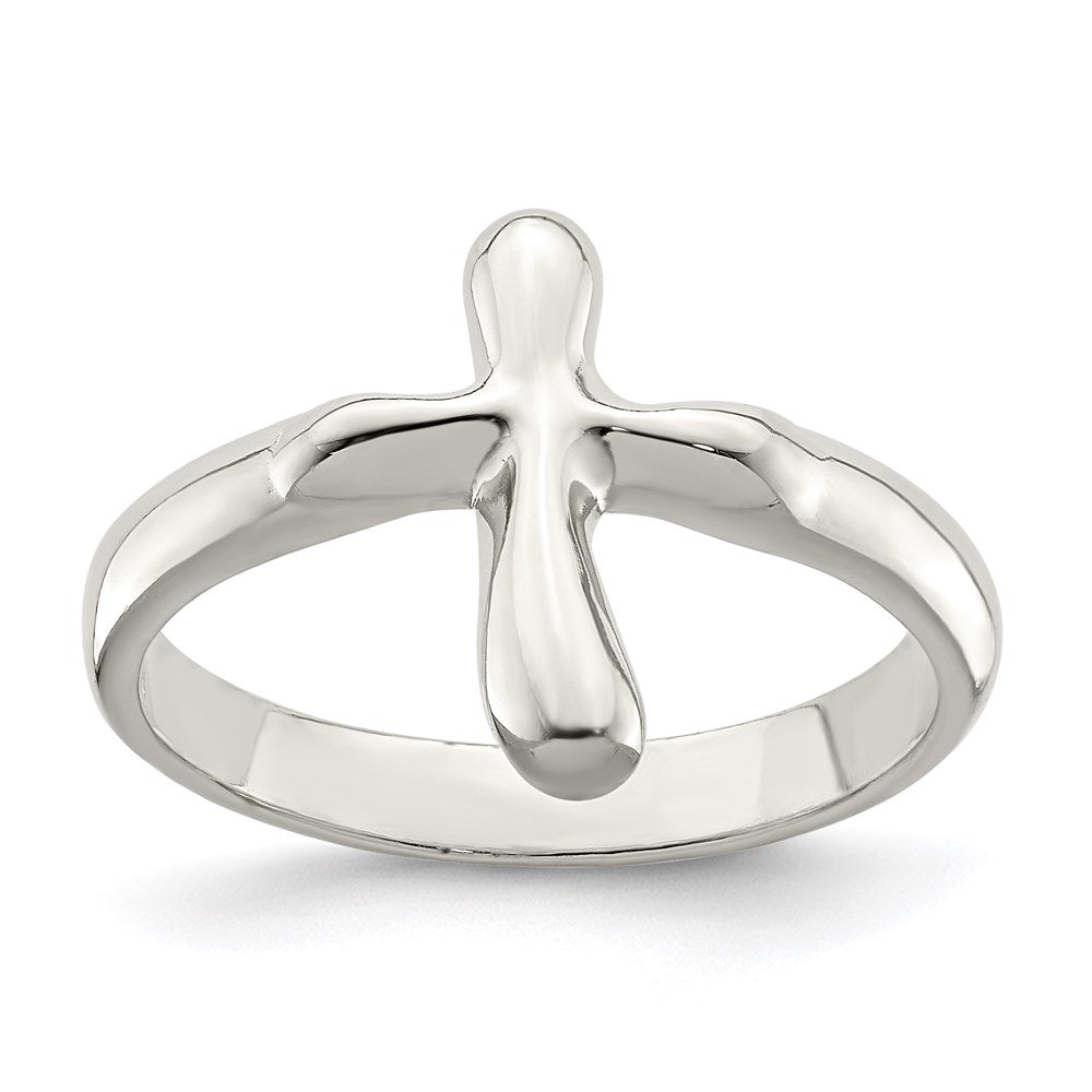 Sterling Silver Vertical Tiny Freeform Cross Ring - 3