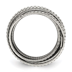Sterling Silver Antiqued Textured One Piece Spring Ring - 3