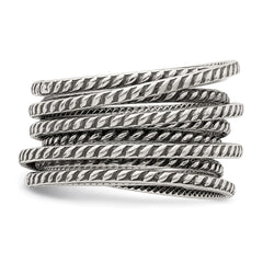 Sterling Silver Antiqued Textured One Piece Spring Ring - 3