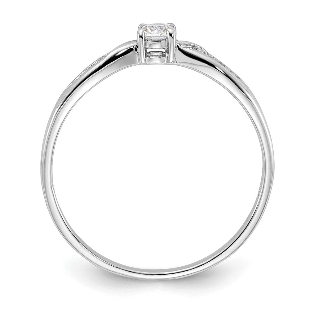 Sterling Silver Rhodium-plated Polished and CZ Ring - 2