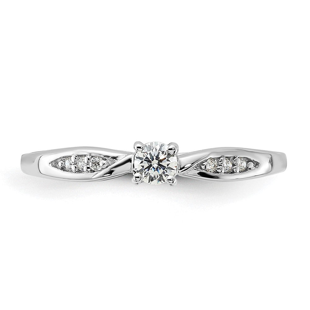 Sterling Silver Rhodium-plated Polished and CZ Ring - 2