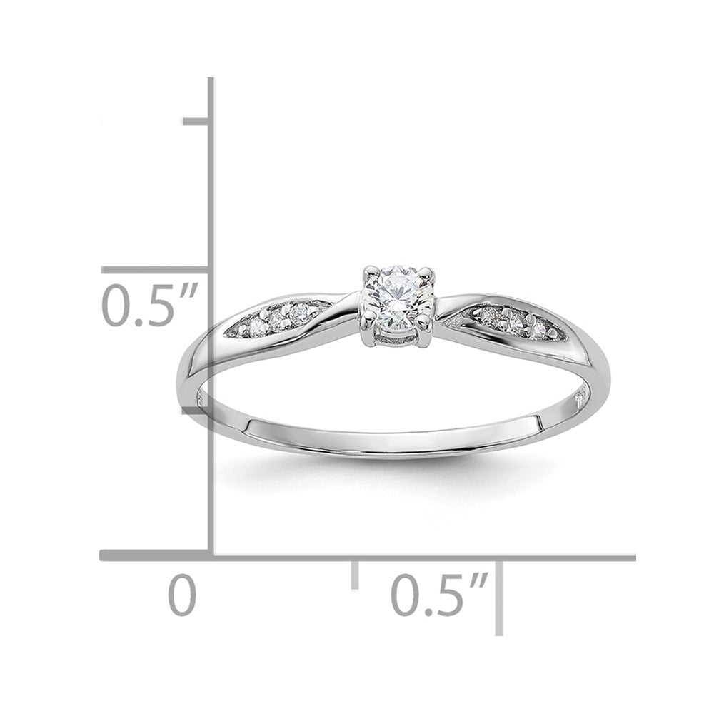 Sterling Silver Rhodium-plated Polished and CZ Ring - 2