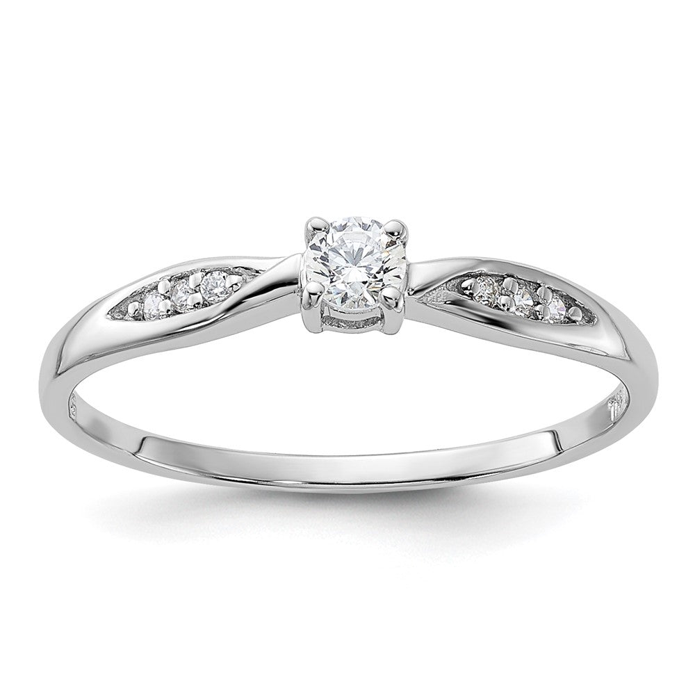 Sterling Silver Rhodium-plated Polished and CZ Ring - 3