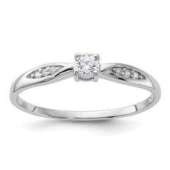 Sterling Silver Rhodium-plated Polished and CZ Ring - 3