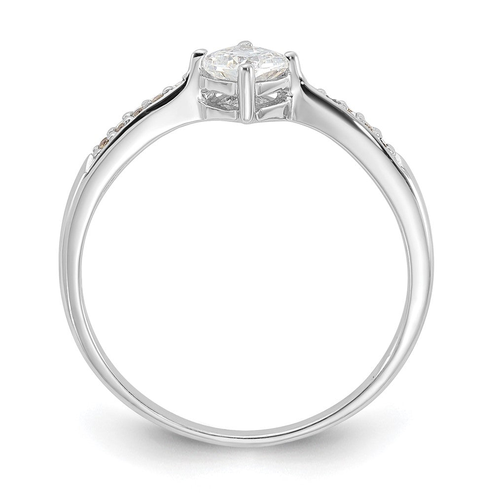 Sterling Silver Rhodium-plated Polished and Square Shaped CZ Ring - 2